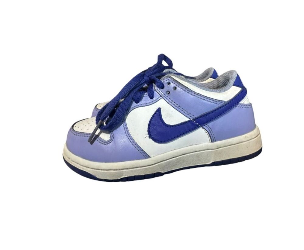 Nike Dunk Low Pre-School Shoes Kid’s SZ 11.5 C White Purple Used Blueberry